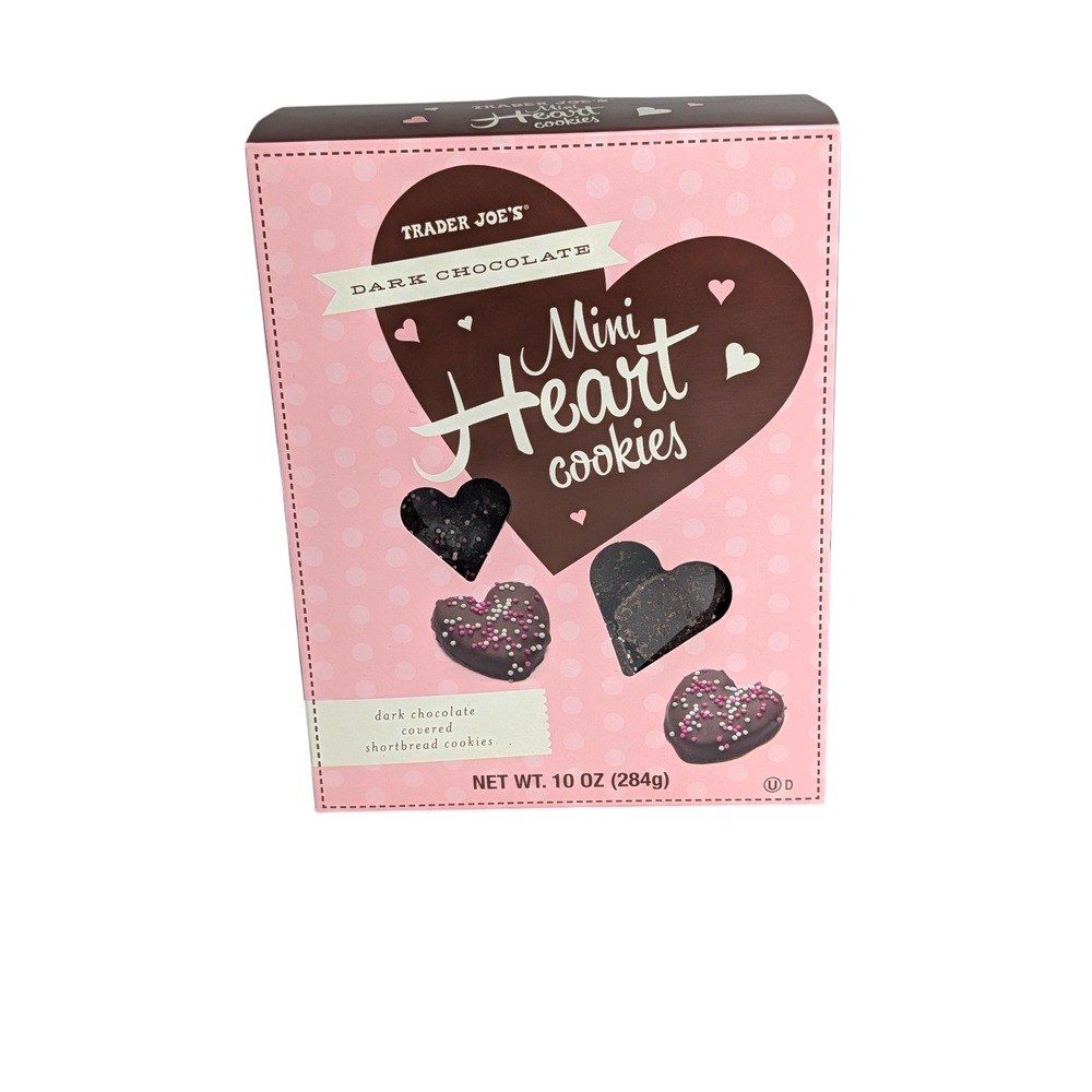Trader Joe's Dark Chocolate Mini Heart‎ Cookies 10 oz Shortbread Valentine's Day
